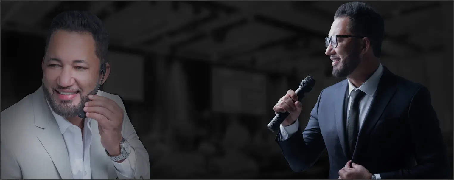 Amarildo Arruda, CEO da ASAC Consultoria, em dois momentos: atendendo e palestrando